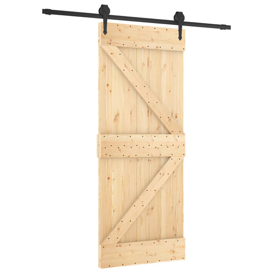 Skyvedør Naturlig og svart 85 x 210 cm Massiv Furu Tre