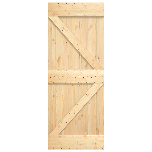 Skyvedør Naturlig og svart 85 x 210 cm Massiv Furu Tre