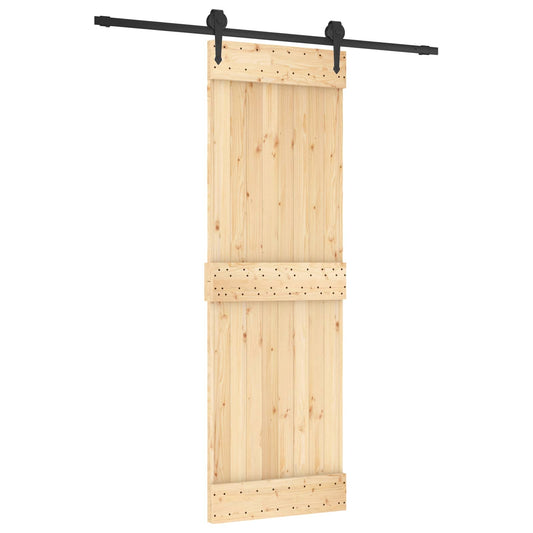 Skyvedør Naturlig og svart 70 x 210 cm Massiv Furu Tre