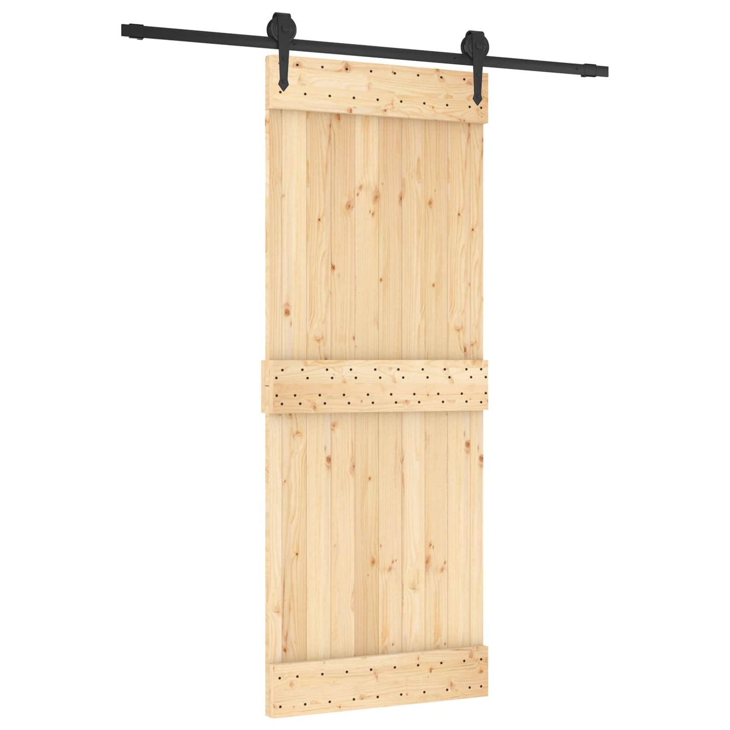 Skyvedør Naturlig og svart 80 x 210 cm Massiv Furu Tre