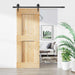 Skyvedør Naturlig og svart 80 x 210 cm Massiv Furu Tre