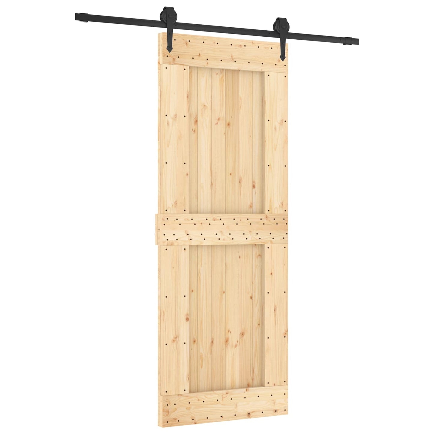 Skyvedør Naturlig og svart 80 x 210 cm Massiv Furu Tre