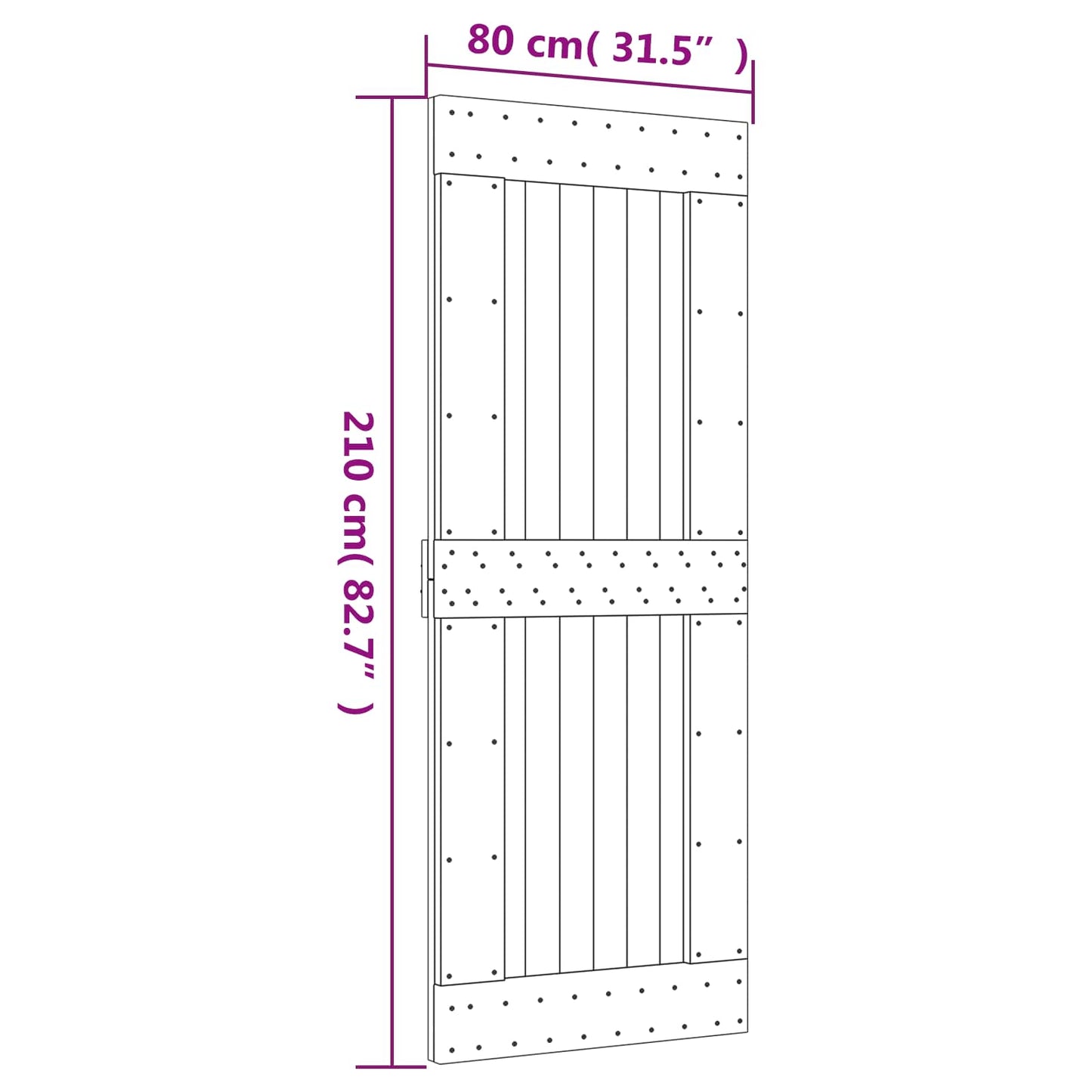 Skyvedør Naturlig og svart 80 x 210 cm Massiv Furu Tre