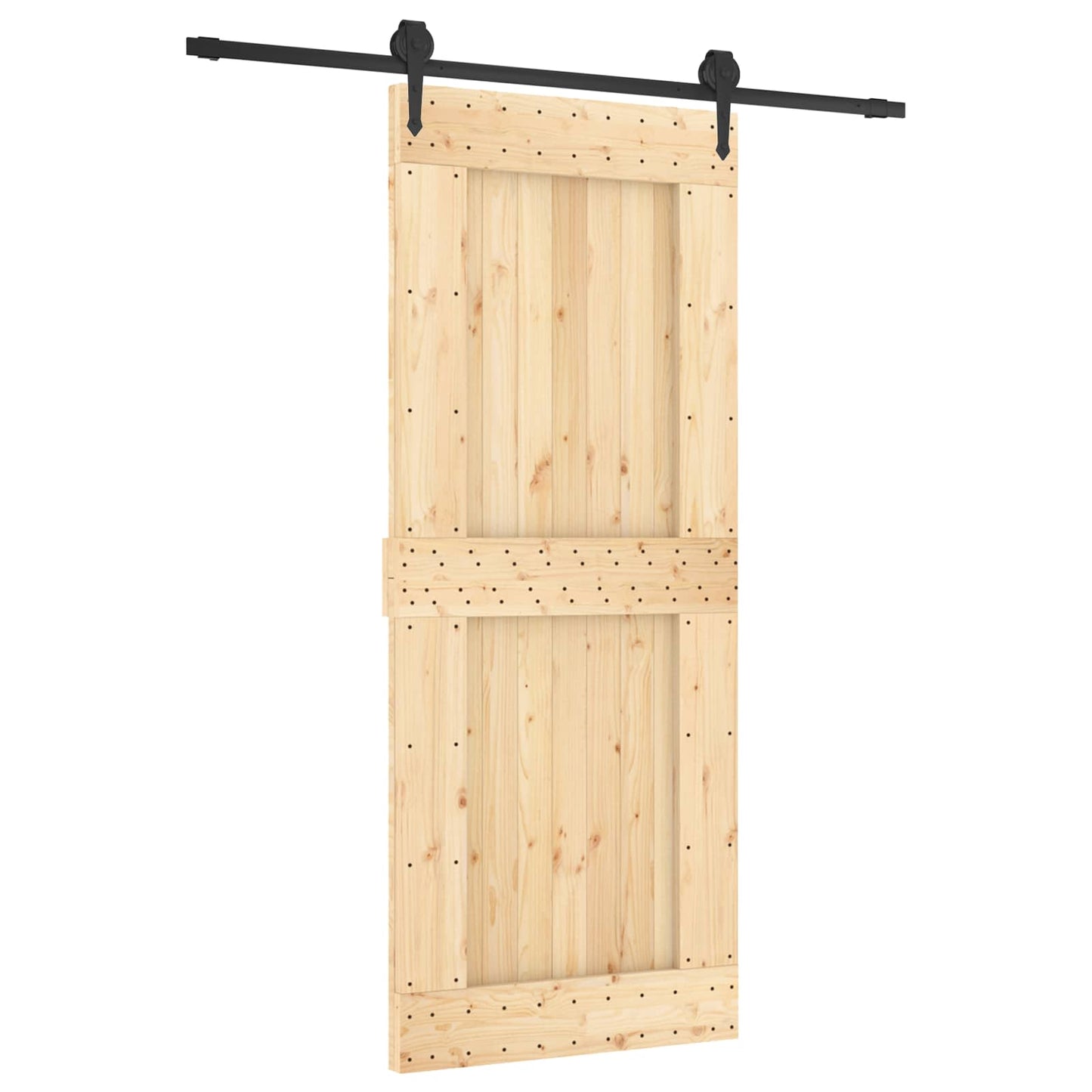 Skyvedør Naturlig og svart 85 x 210 cm Massiv Furu Tre