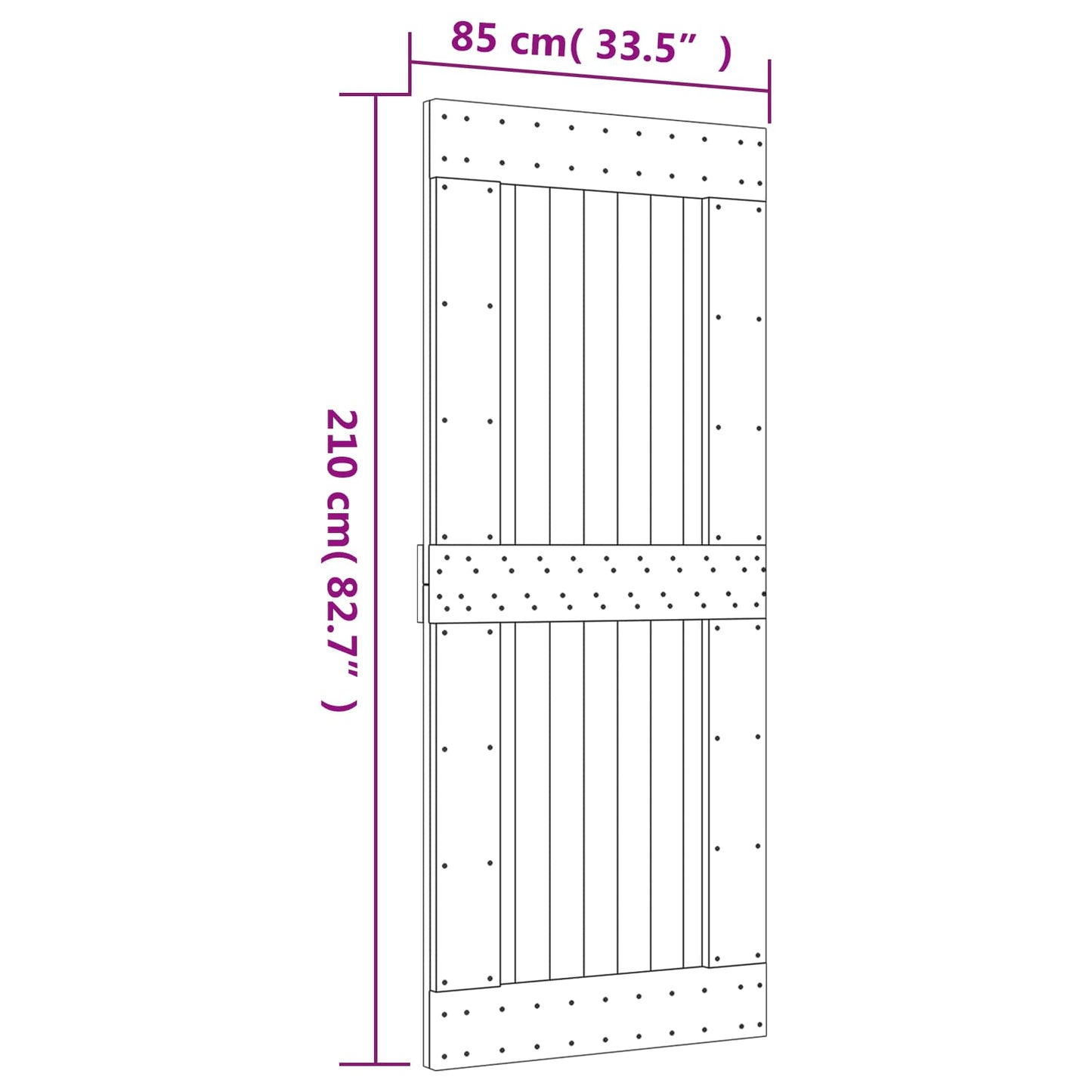 Skyvedør Naturlig og svart 85 x 210 cm Massiv Furu Tre