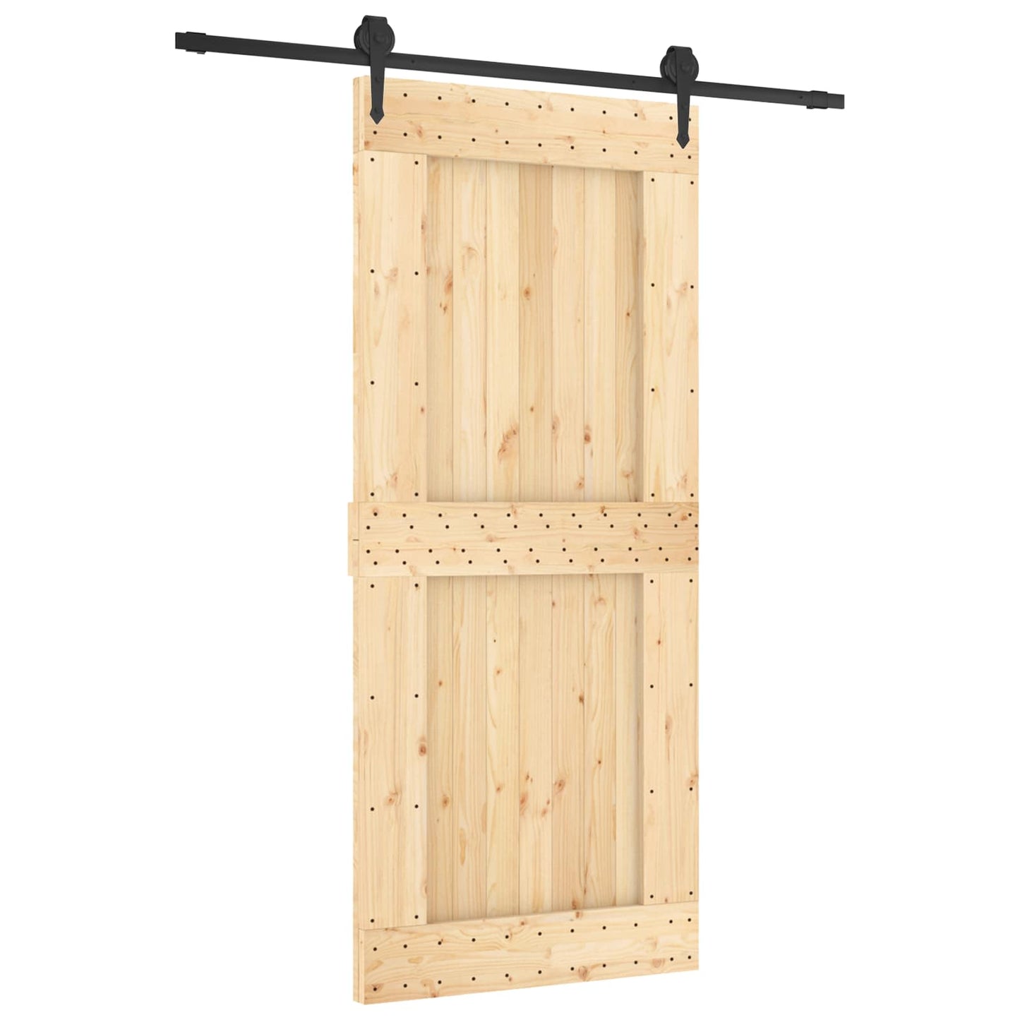 Skyvedør Naturlig og svart 90 x 210 cm Massiv Furu Tre