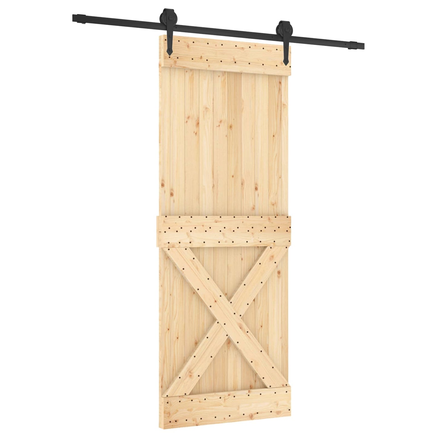 Skyvedør Naturlig og svart 80 x 210 cm Massiv Furu Tre