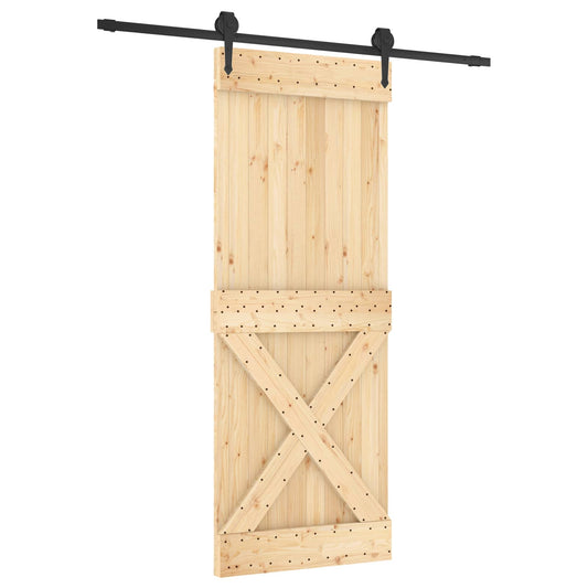 Skyvedør Naturlig og svart 80 x 210 cm Massiv Furu Tre