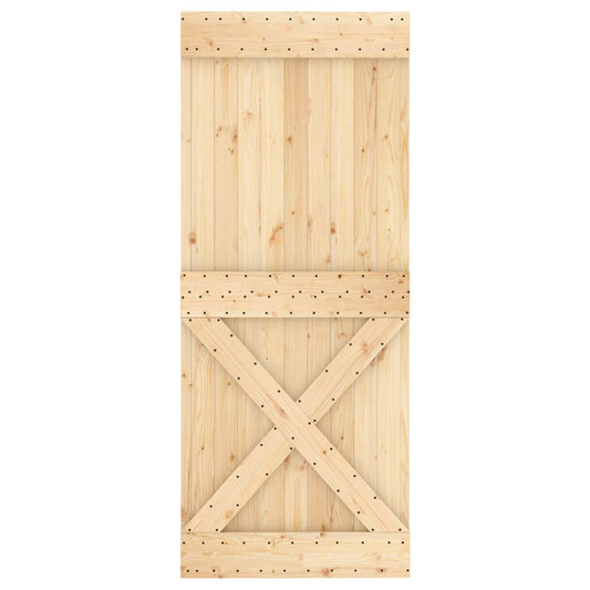 Skyvedør Naturlig og svart 80 x 210 cm Massiv Furu Tre