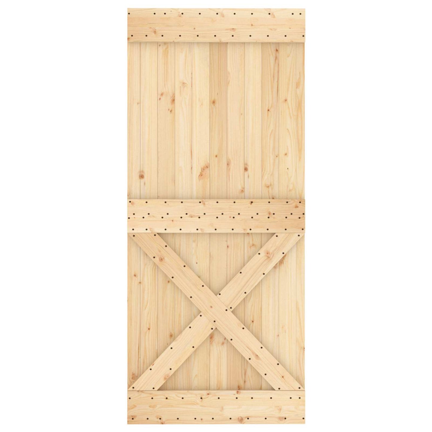 Skyvedør Naturlig og svart 90 x 210 cm Massiv Furu Tre
