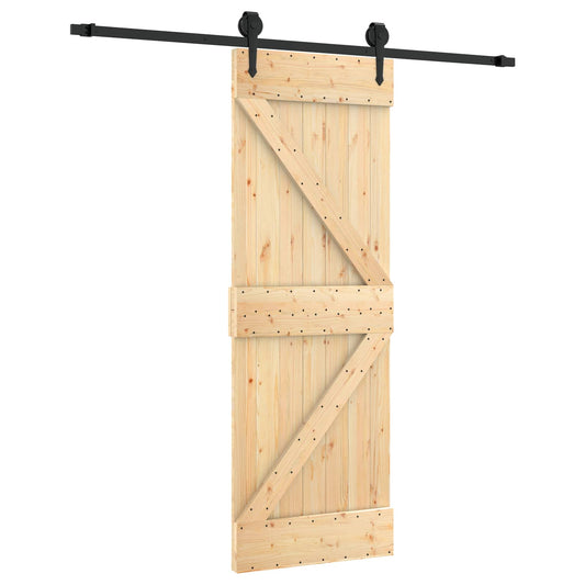 Skyvedør Naturlig og svart 70 x 210 cm Massiv Furu Tre