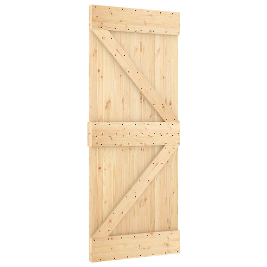 Skyvedør Naturlig og svart 85 x 210 cm Massiv Furu Tre