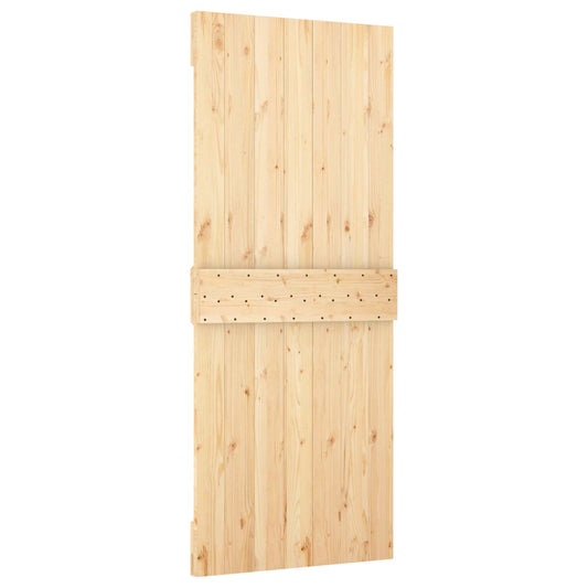 Skyvedør Naturlig og svart 85 x 210 cm Massiv Furu Tre