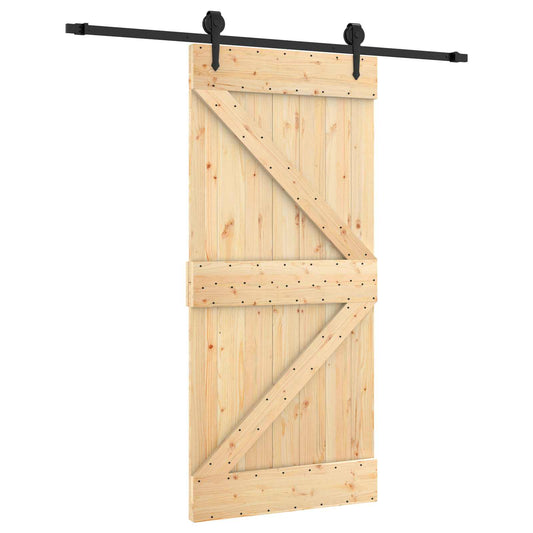 Skyvedør Naturlig og svart 95 x 210 cm Massiv Furu Tre