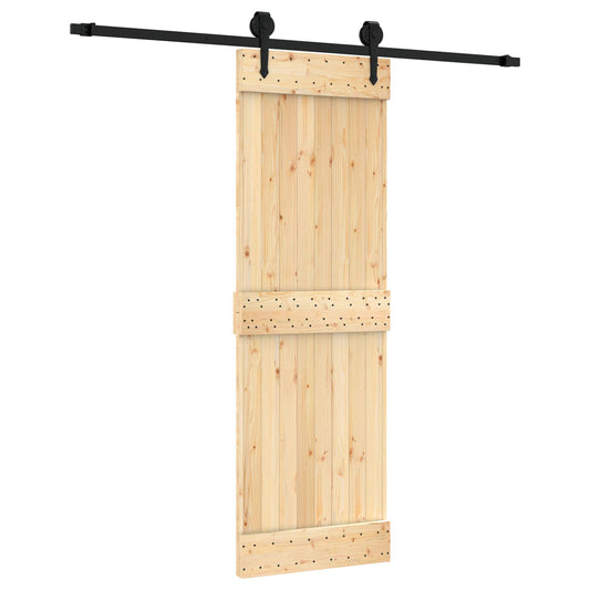 Skyvedør Naturlig og svart 70 x 210 cm Massiv Furu Tre