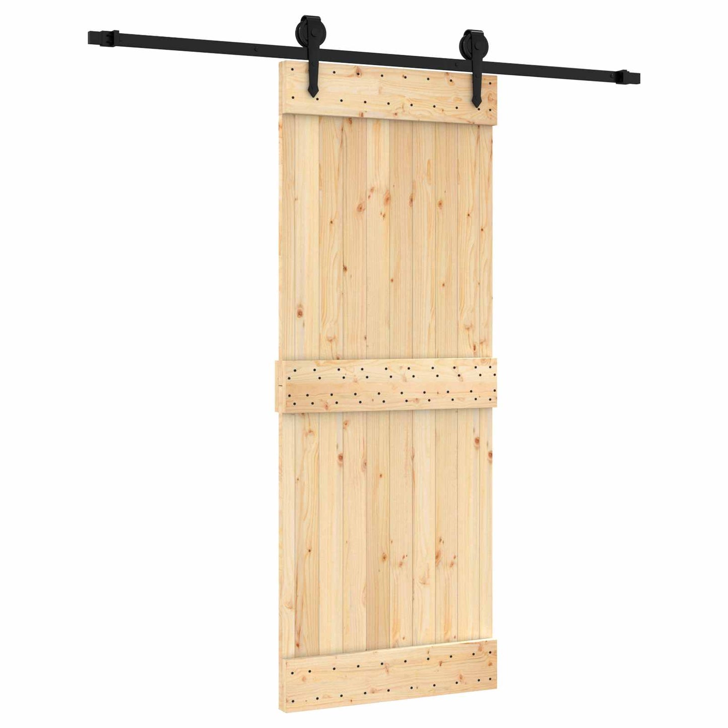 Skyvedør Naturlig og svart 80 x 210 cm Massiv Furu Tre