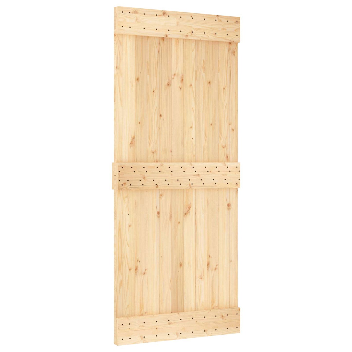 Skyvedør Naturlig og svart 90 x 210 cm Massiv Furu Tre
