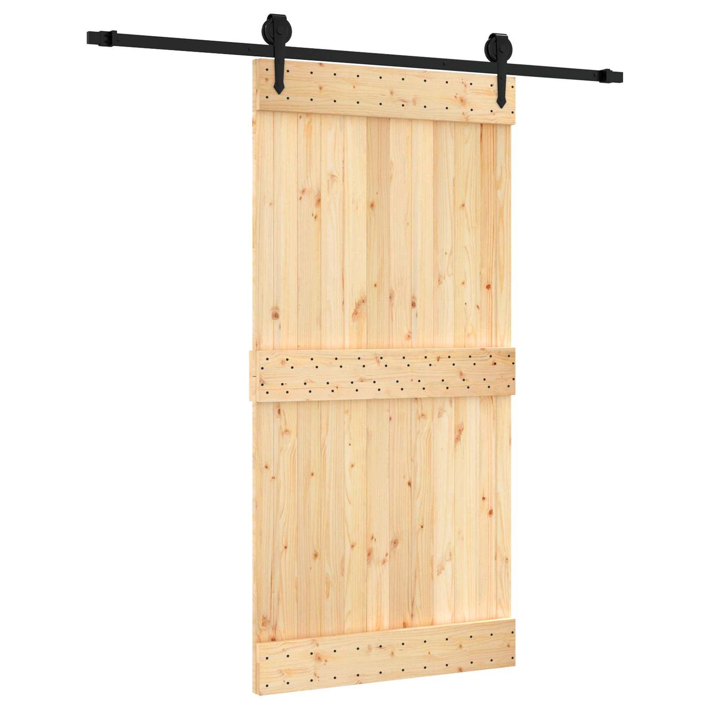 Skyvedør Naturlig og svart 100 x 210 cm Massiv Furu Tre