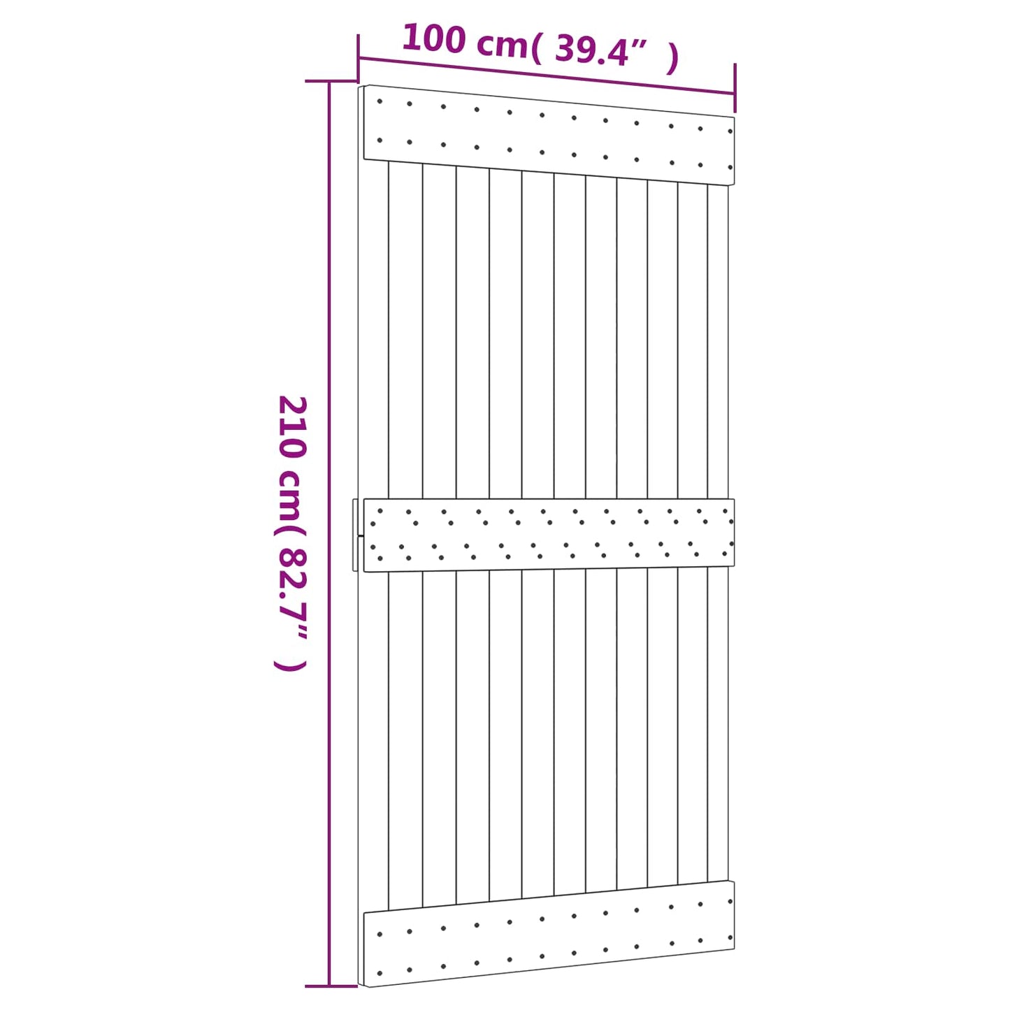 Skyvedør Naturlig og svart 100 x 210 cm Massiv Furu Tre