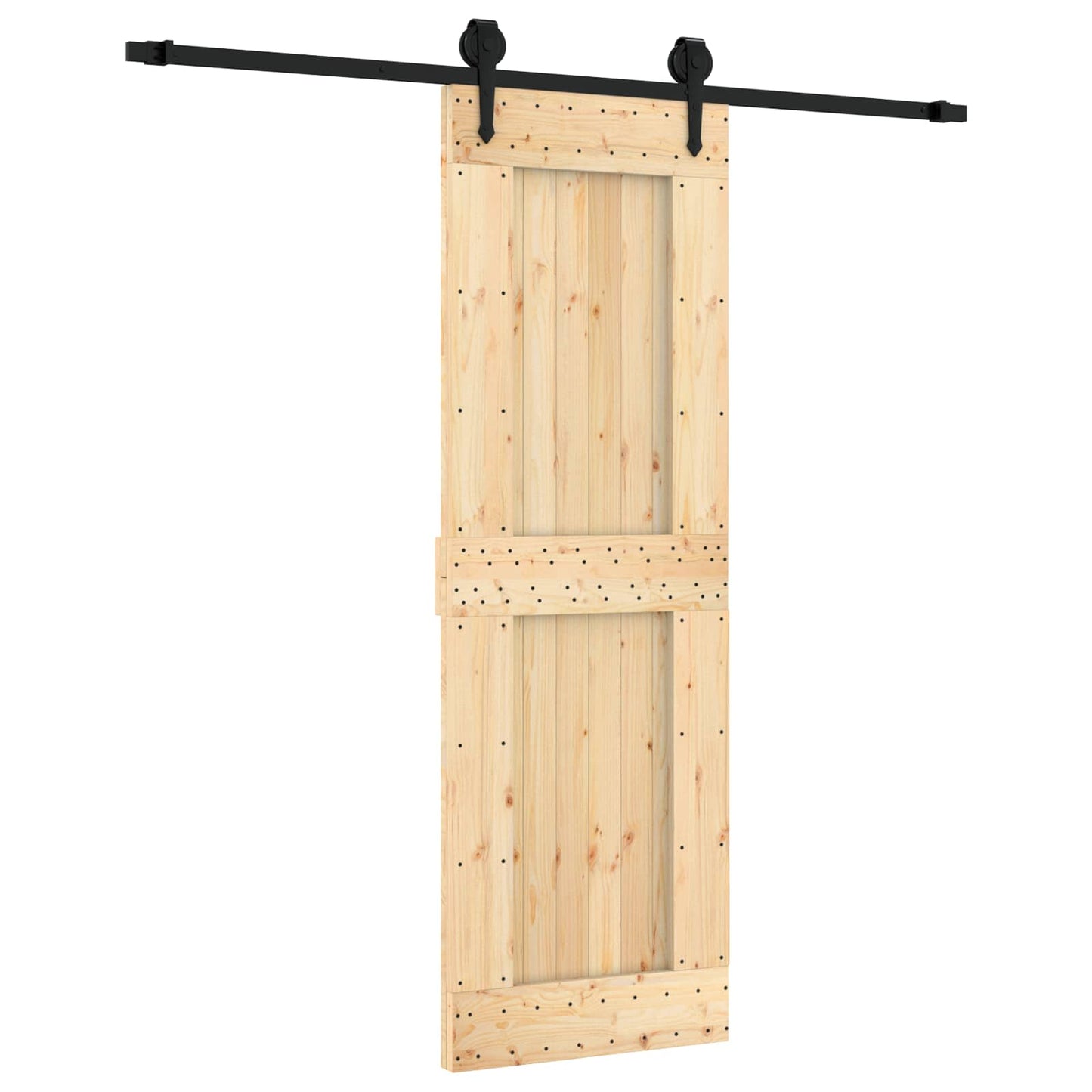 Skyvedør Naturlig og svart 70 x 210 cm Massiv Furu Tre