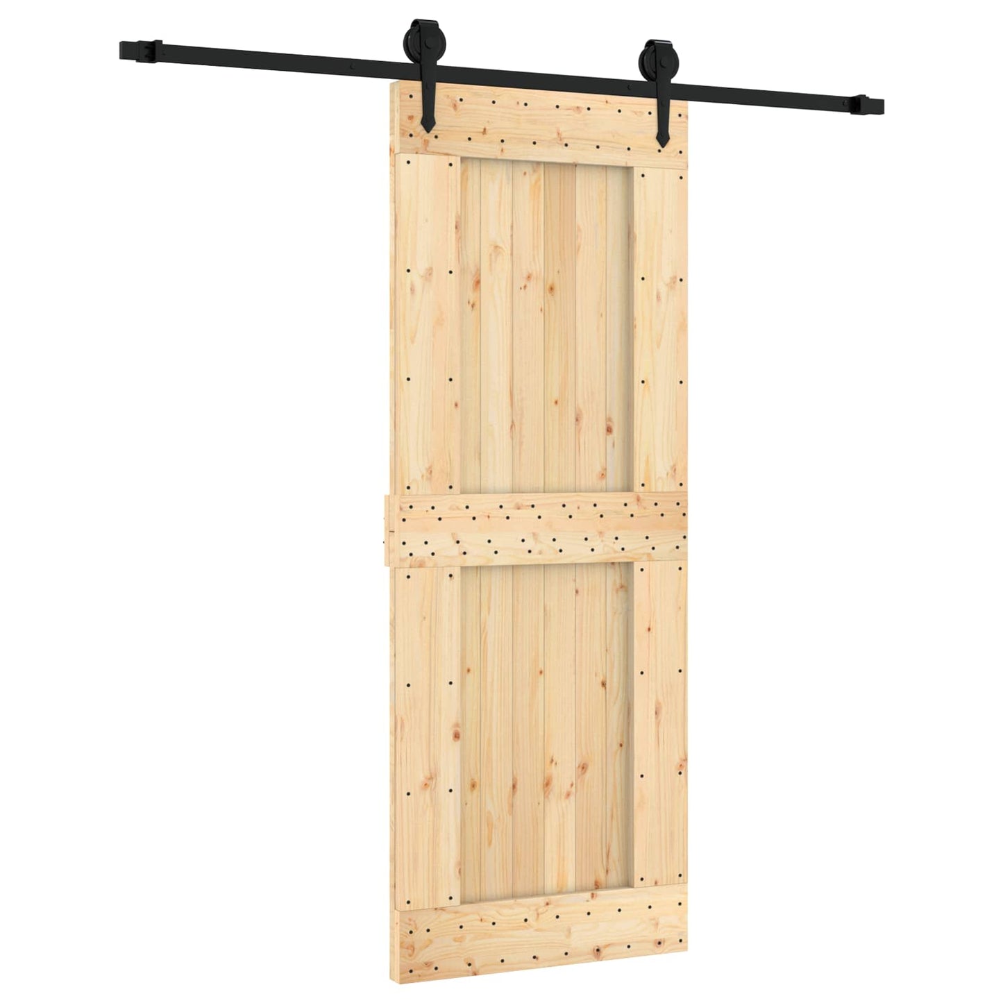 Skyvedør Naturlig og svart 80 x 210 cm Massiv Furu Tre