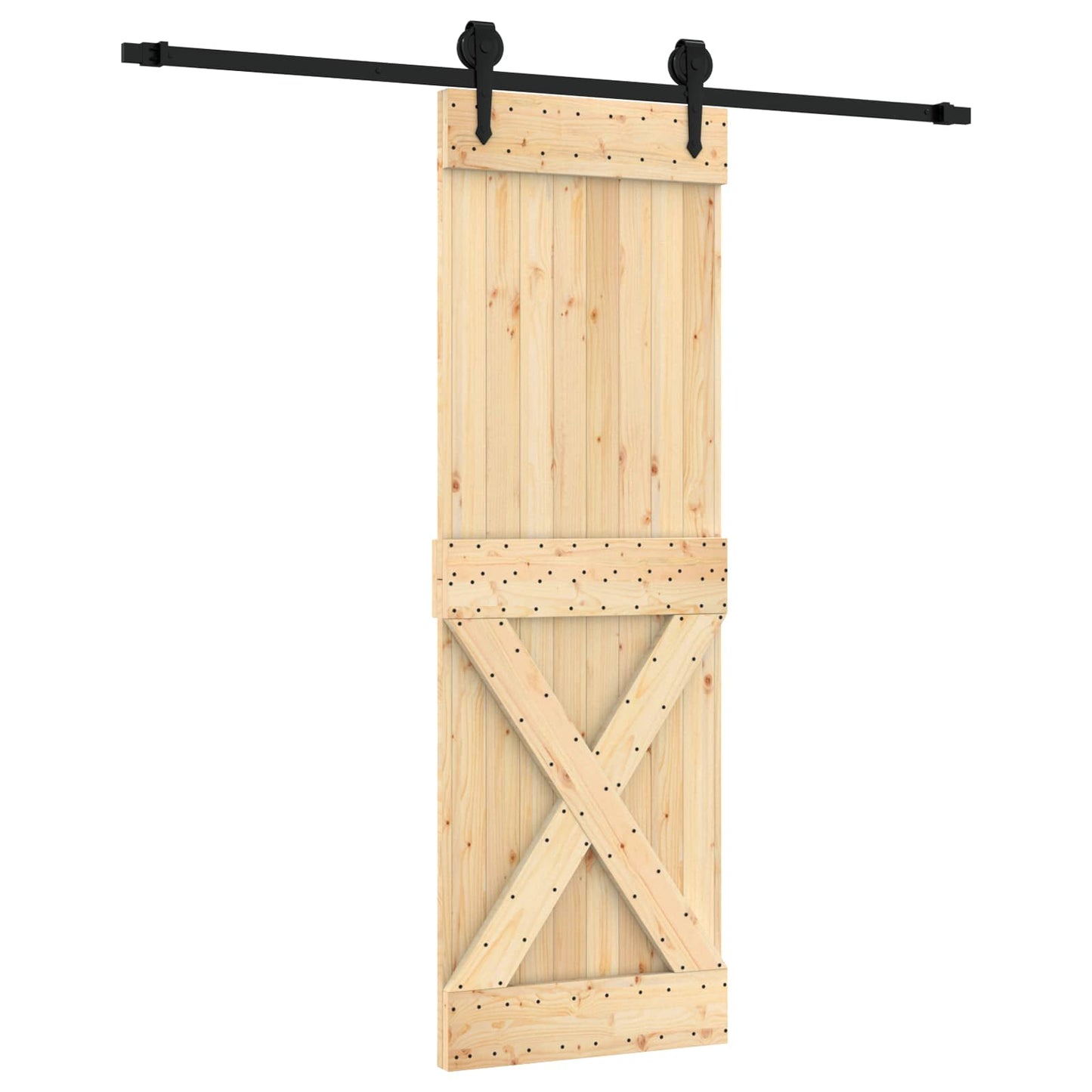 Skyvedør Naturlig og svart 70 x 210 cm Massiv Furu Tre