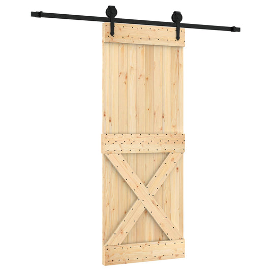Skyvedør Naturlig og svart 80 x 210 cm Massiv Furu Tre