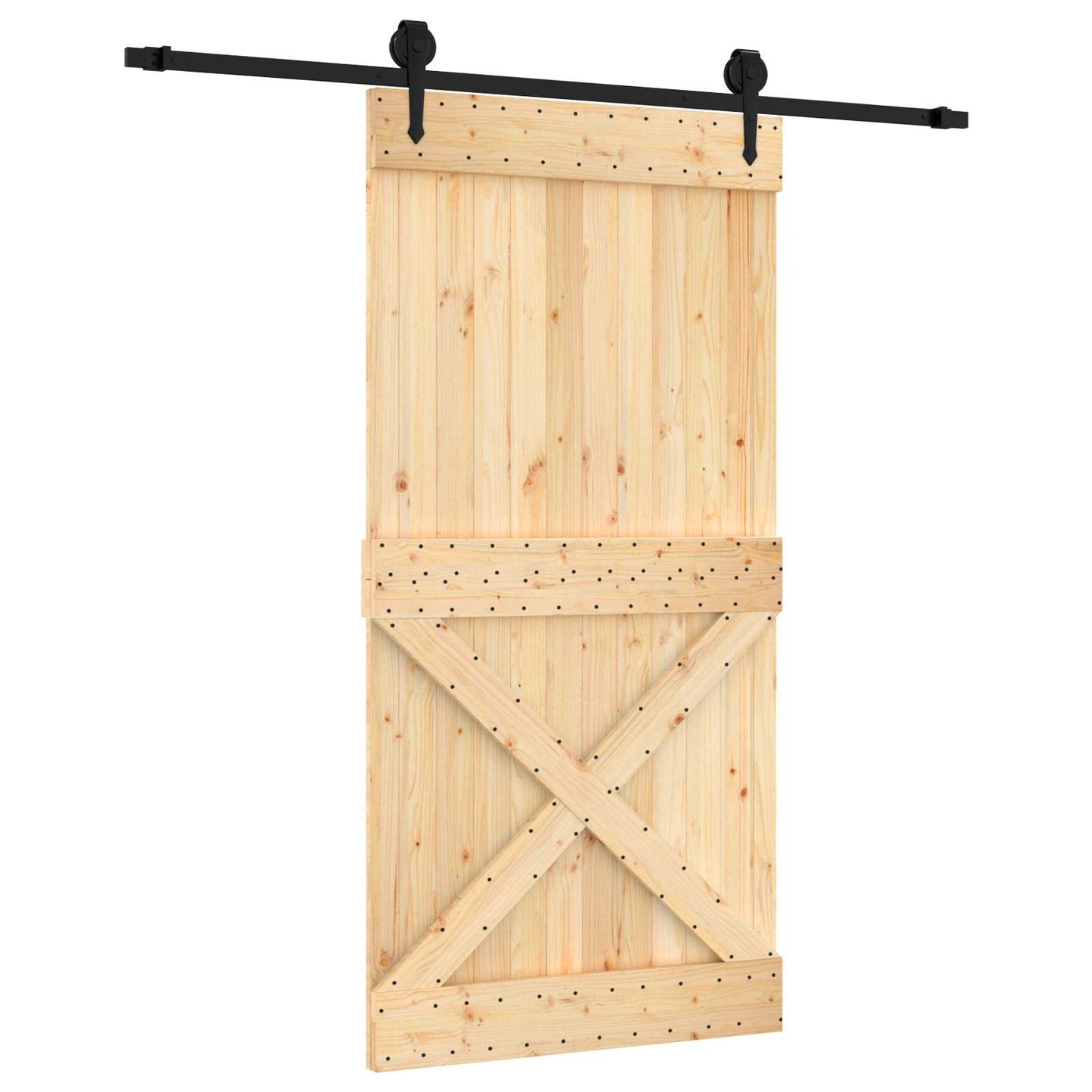 Skyvedør Naturlig og svart 100 x 210 cm Massiv Furu Tre