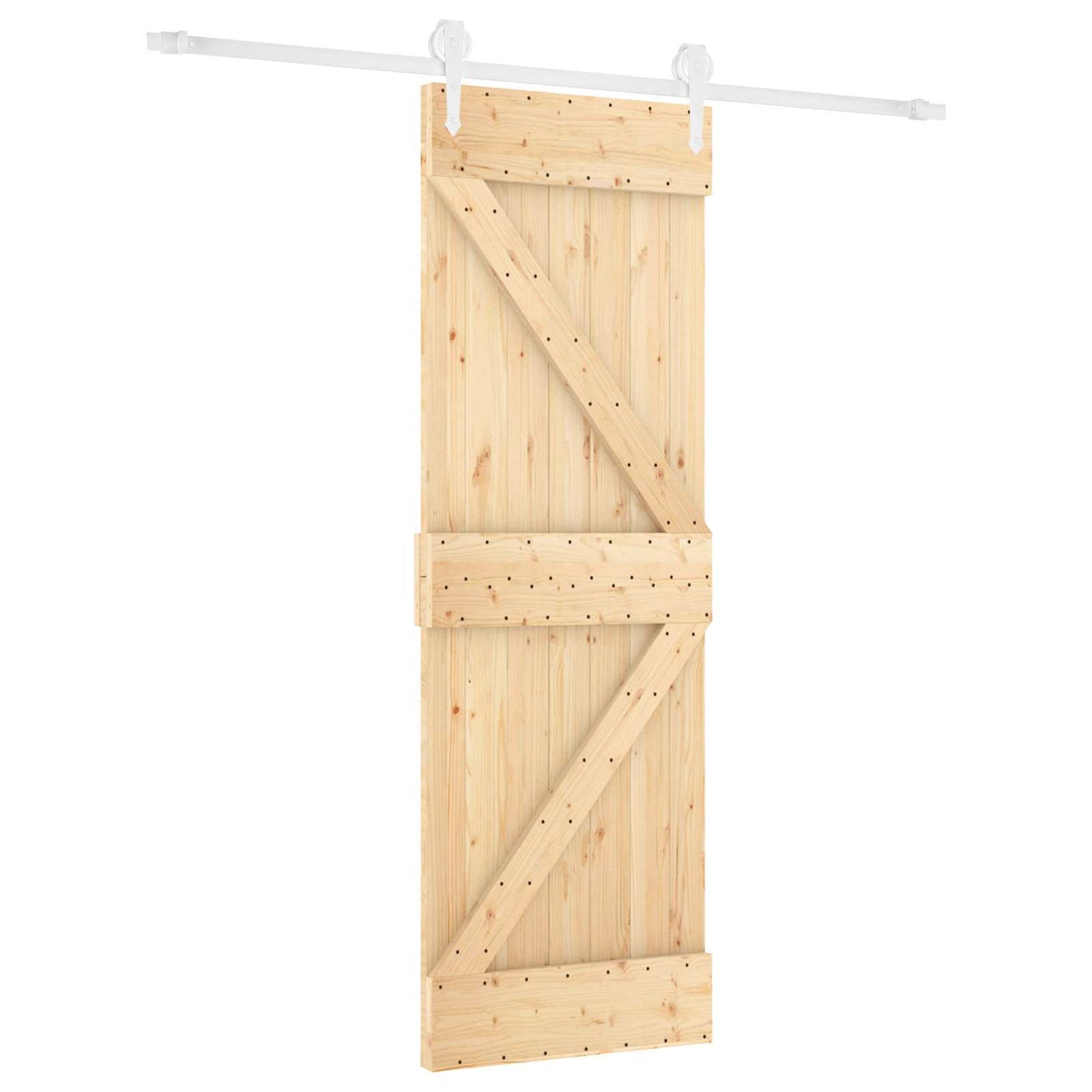 Skyvedør Naturlig og Hvit 70 x 210 cm Massiv Furu Tre