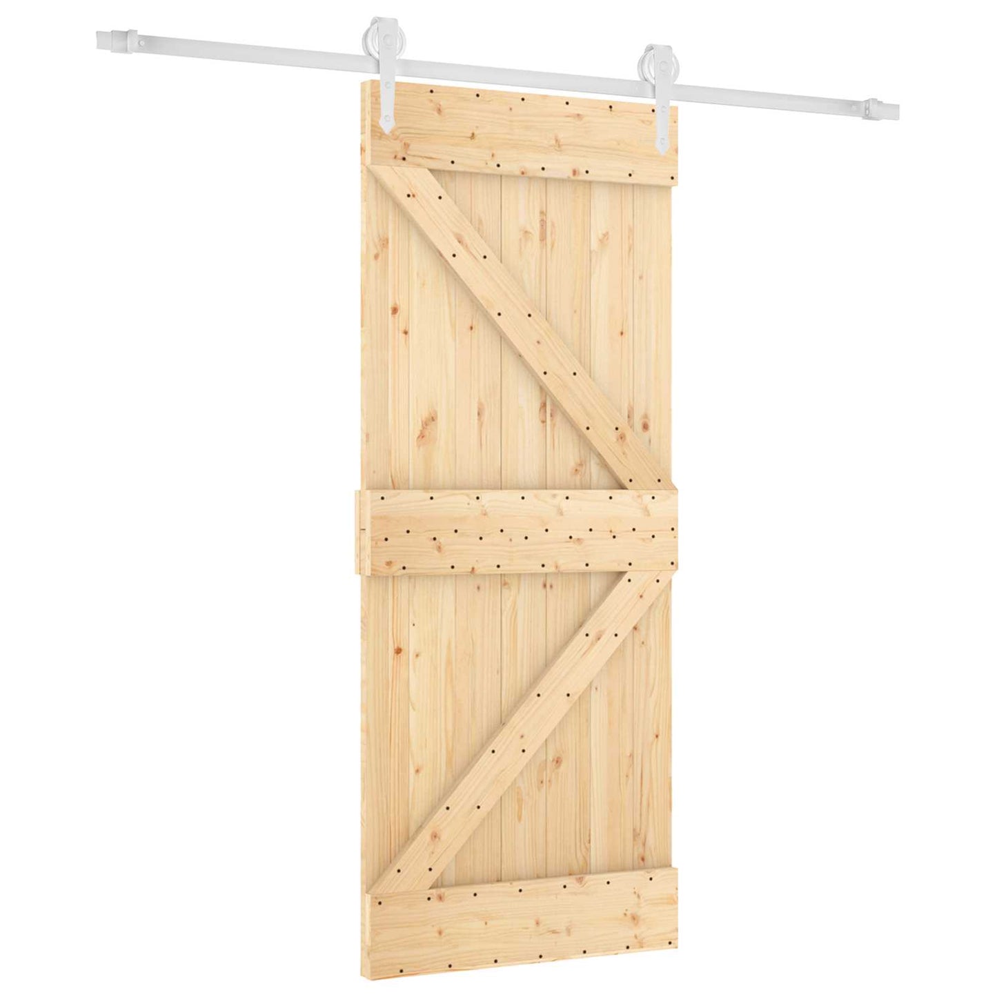 Skyvedør Naturlig og Hvit 85 x 210 cm Massiv Furu Tre
