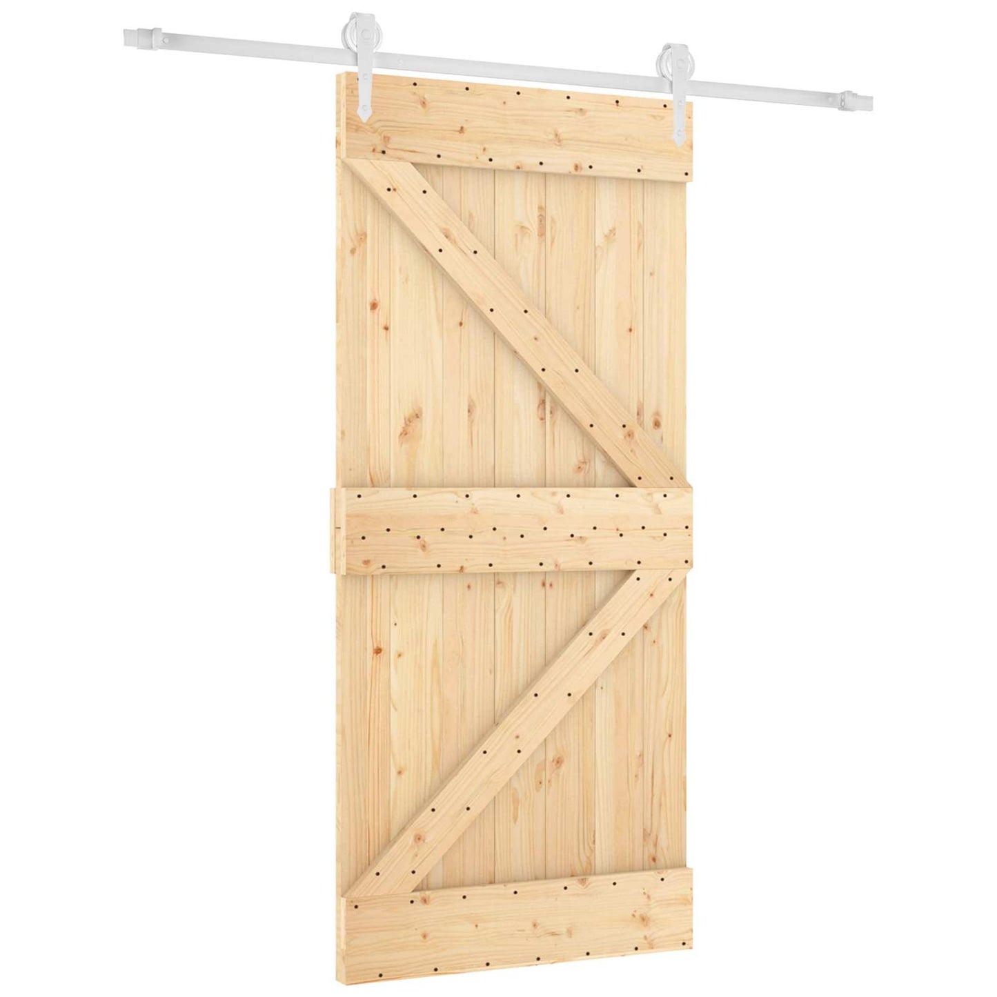 Skyvedør Naturlig og Hvit 95 x 210 cm Massiv Furu Tre