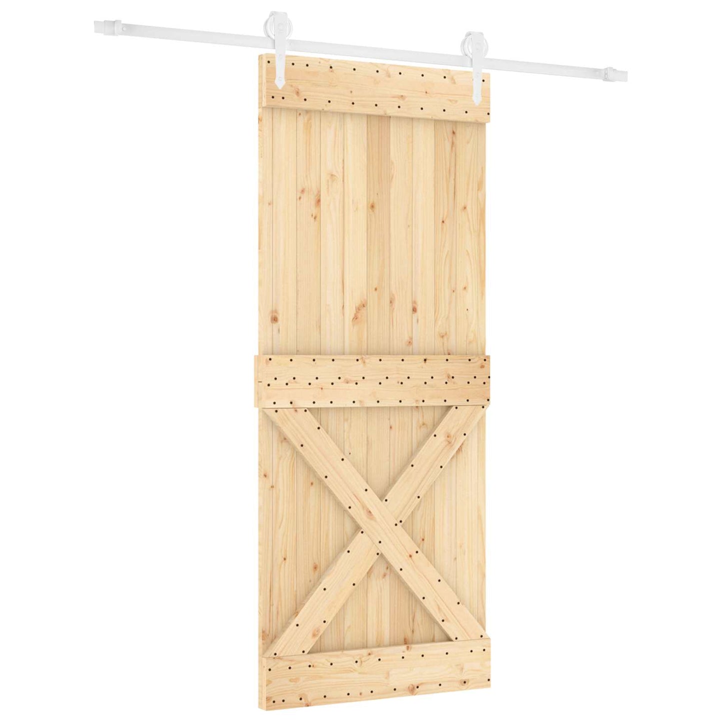 Skyvedør 100 x 210 cm Heltre furu Naturlig og Hvit