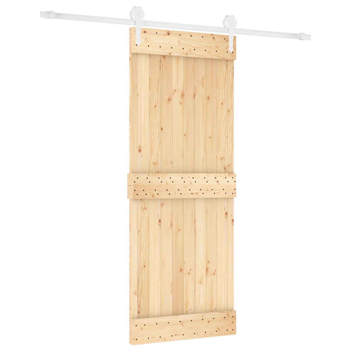 Skyvedør Naturlig og Hvit 80 x 210 cm Massiv Furu Tre
