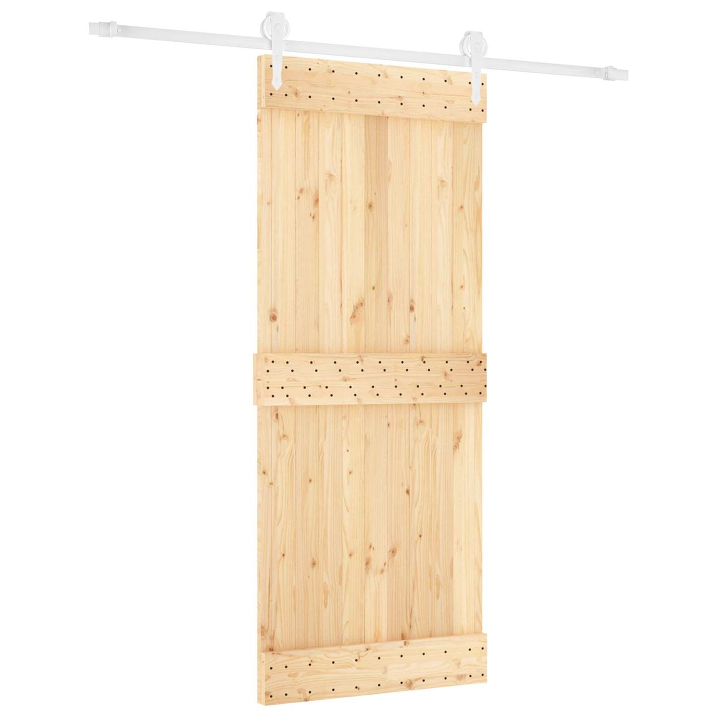 Skyvedør Naturlig og Hvit 85 x 210 cm Massiv Furu Tre
