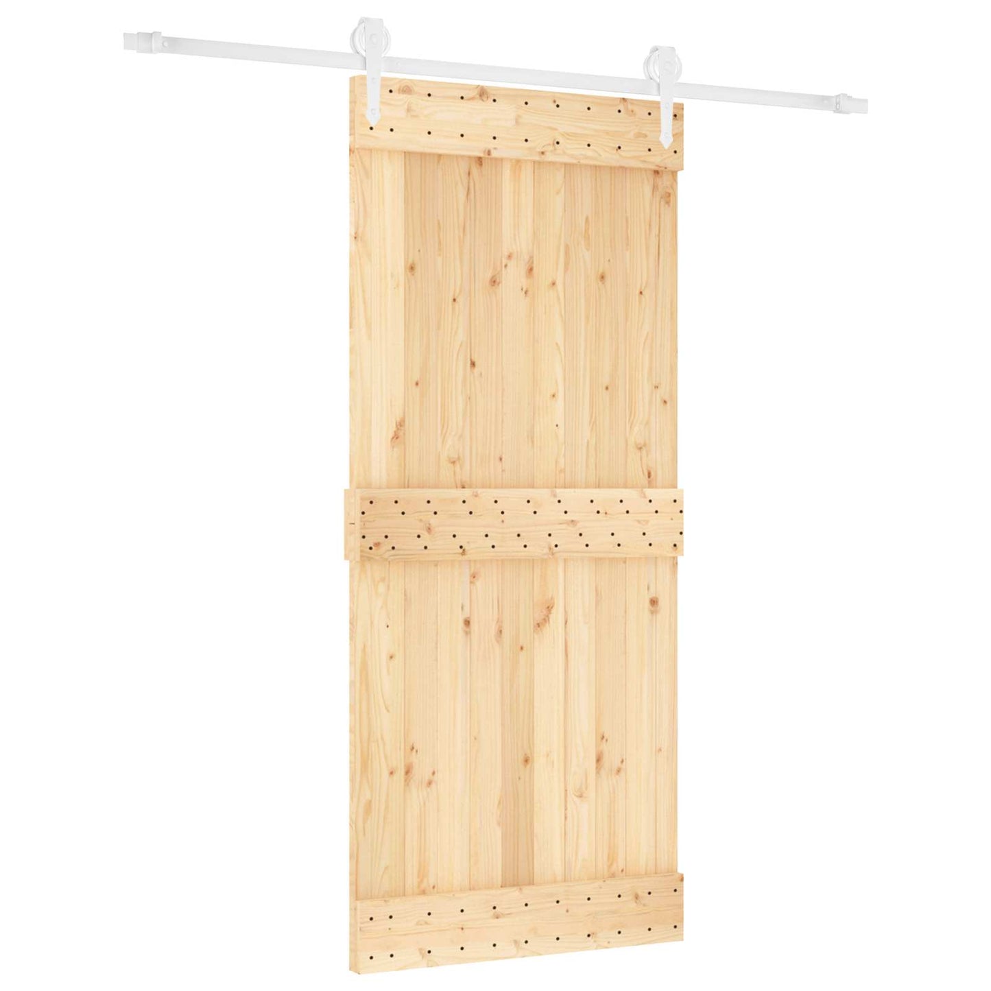 Skyvedør Naturlig og Hvit 90 x 210 cm Massiv Furu Tre