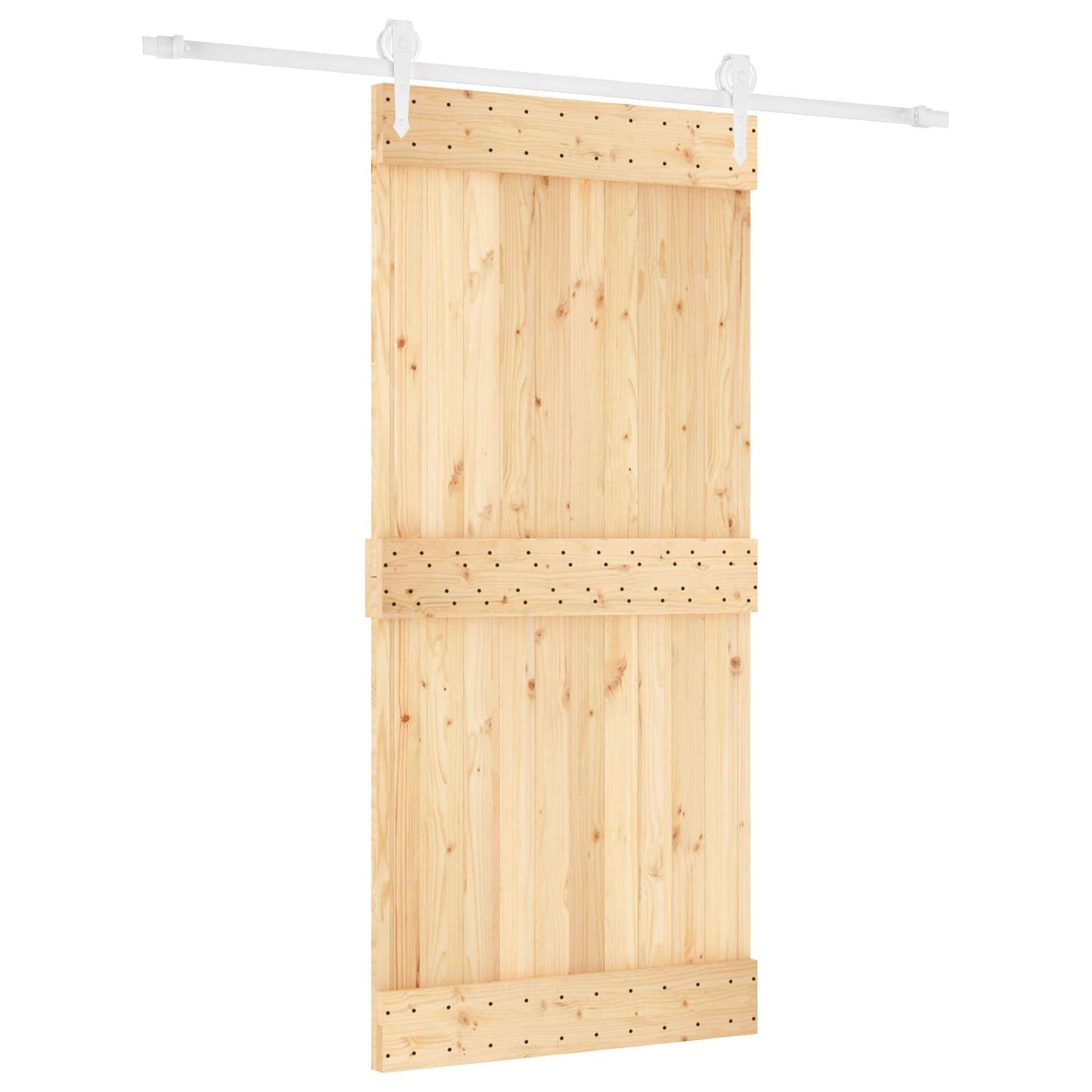 Skyvedør Naturlig og Hvit 95 x 210 cm Massiv Furu Tre
