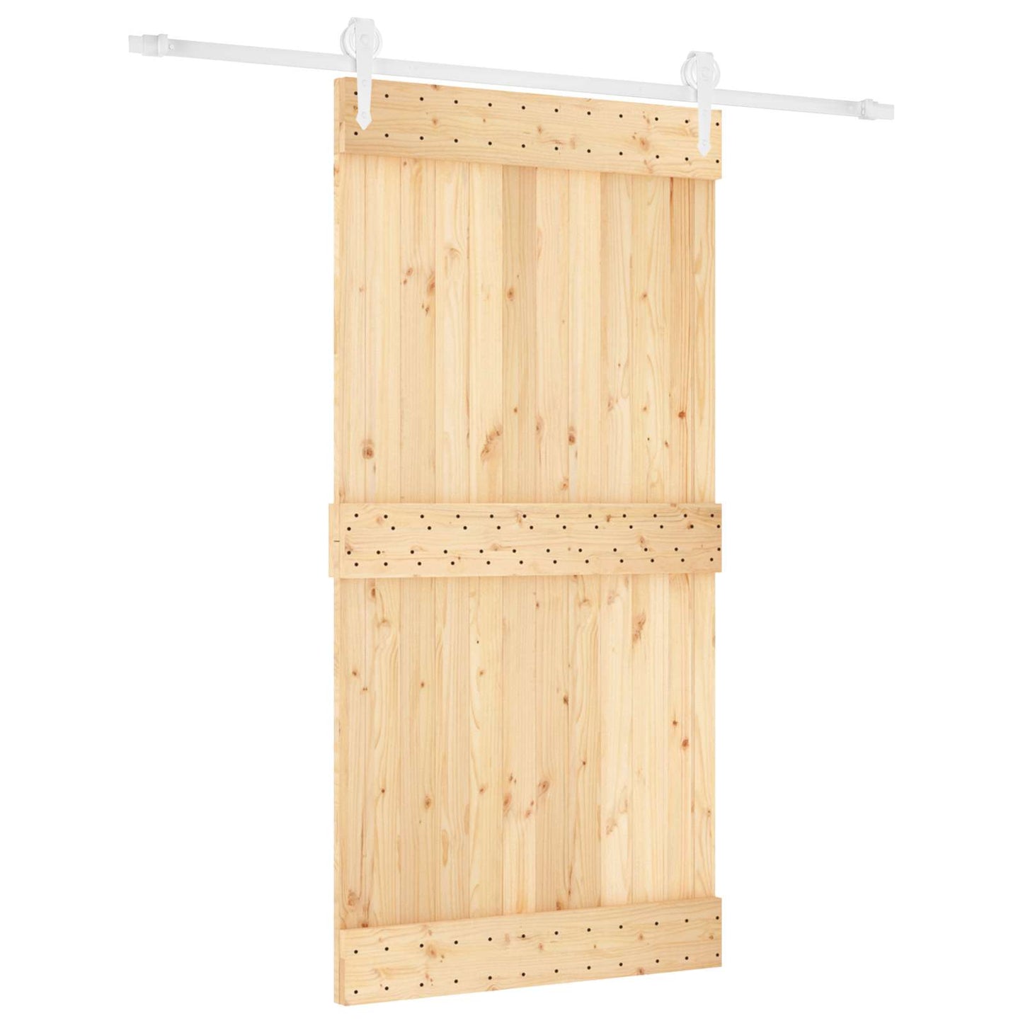 Skyvedør Naturlig og Hvit 100 x 210 cm Massiv Furu Tre