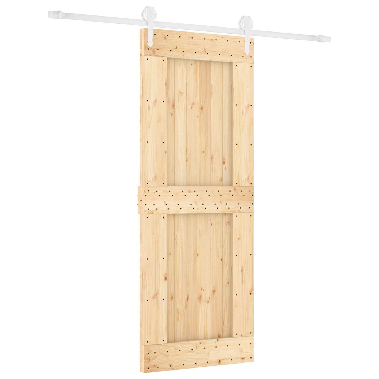 Skyvedør Naturlig og Hvit 80 x 210 cm Massiv Furu Tre