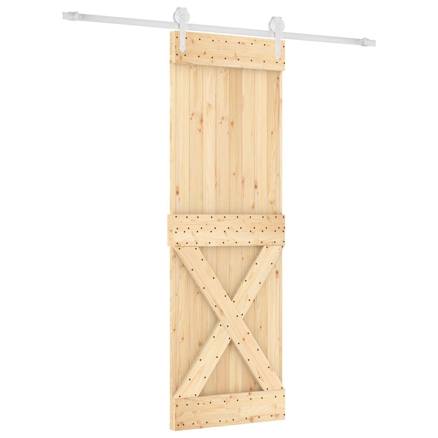 Skyvedør Naturlig og Hvit 70 x 210 cm Massiv Furu Tre