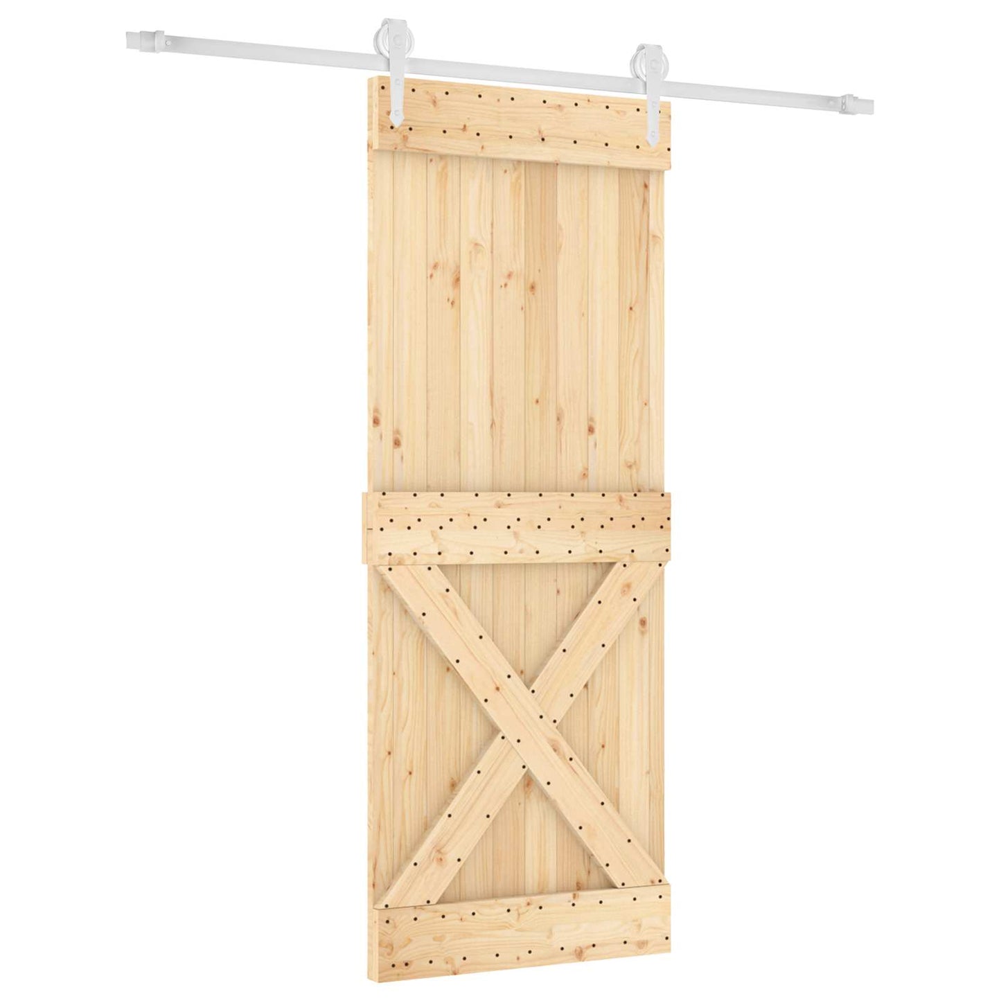 Skyvedør Naturlig og Hvit 80 x 210 cm Massiv Furu Tre