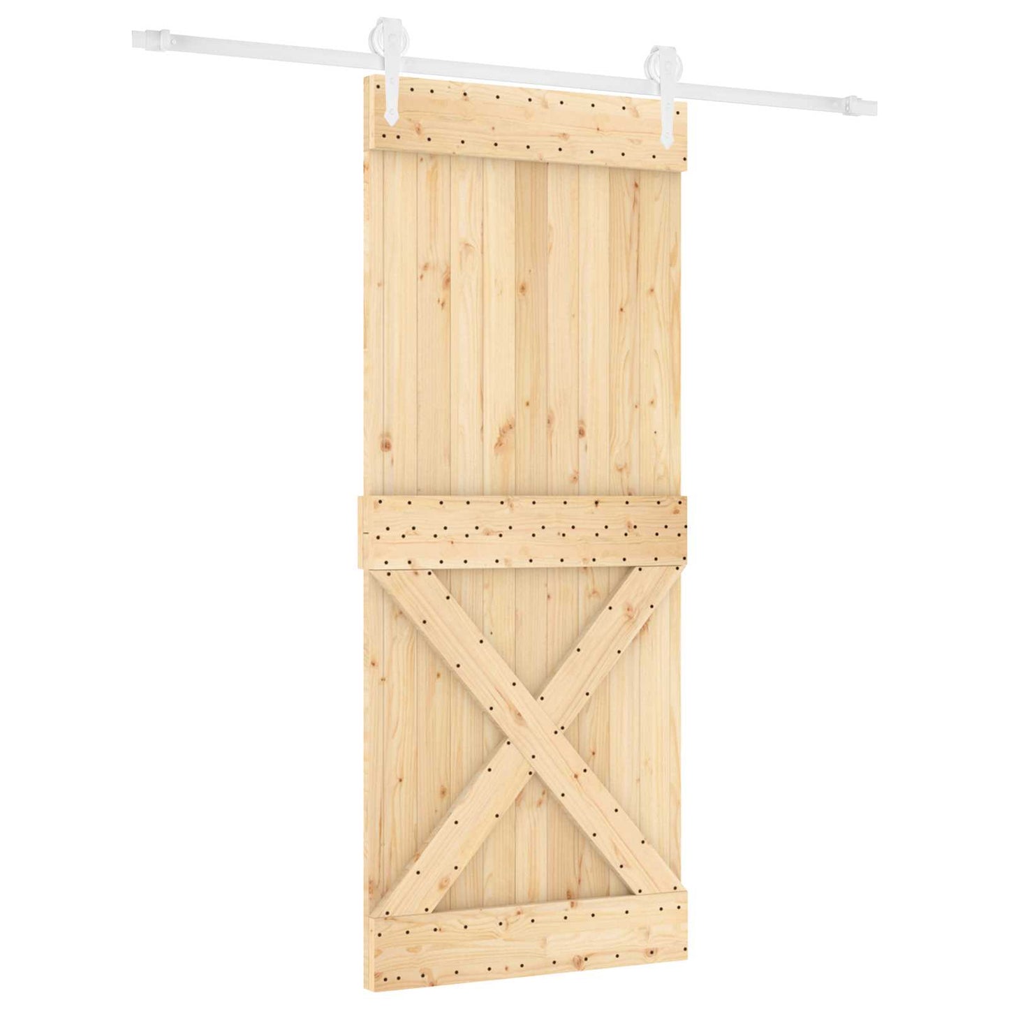 Skyvedør Naturlig og Hvit 85 x 210 cm Massiv Furu Tre