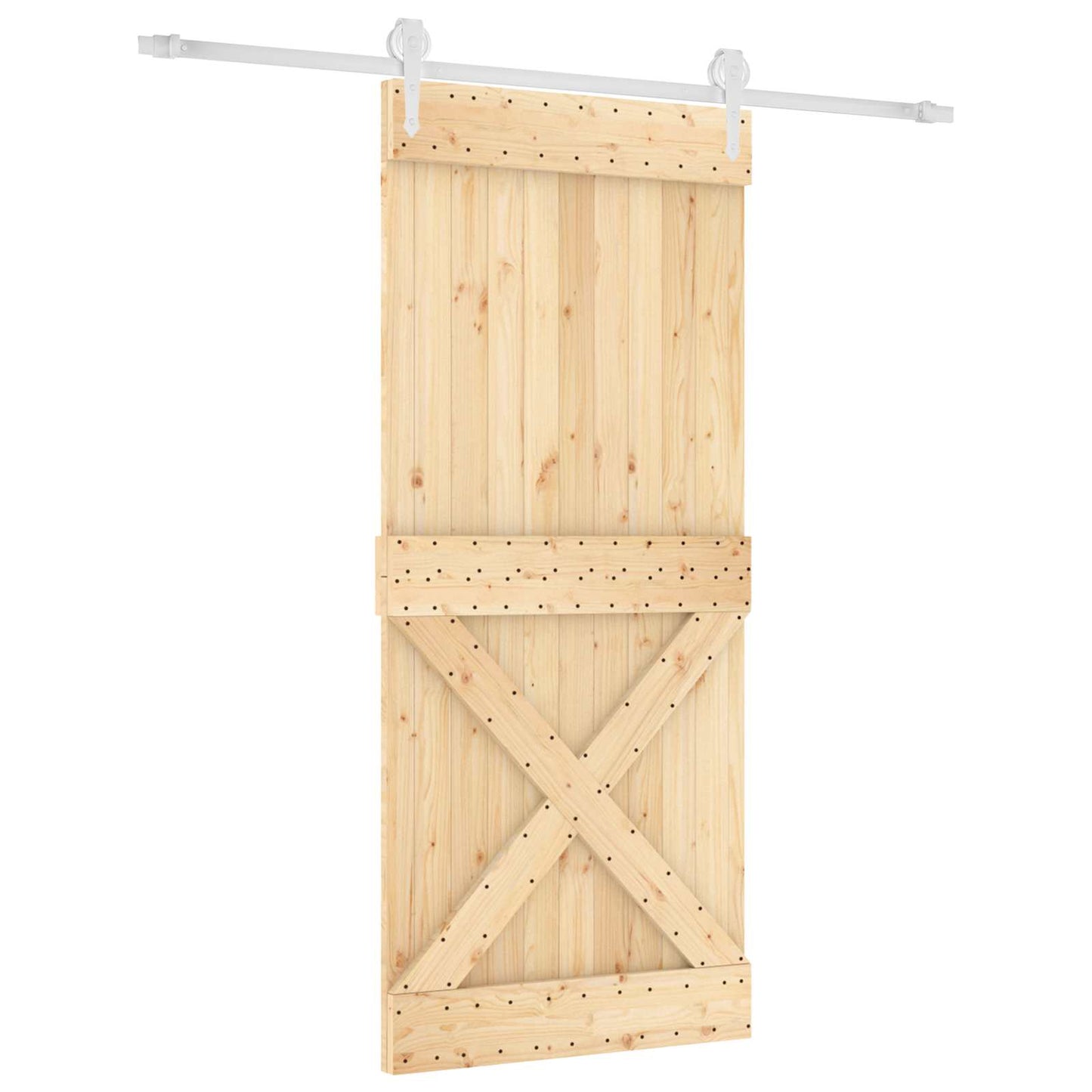 Skyvedør Naturlig og Hvit 90 x 210 cm Massiv Furu Tre