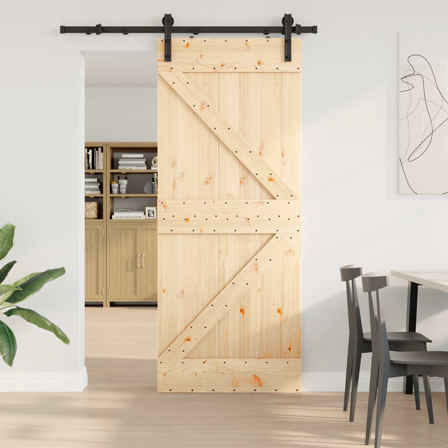 Skyvedør NARVIK Naturlig og svart 85 x 210 cm (152,5 cm)