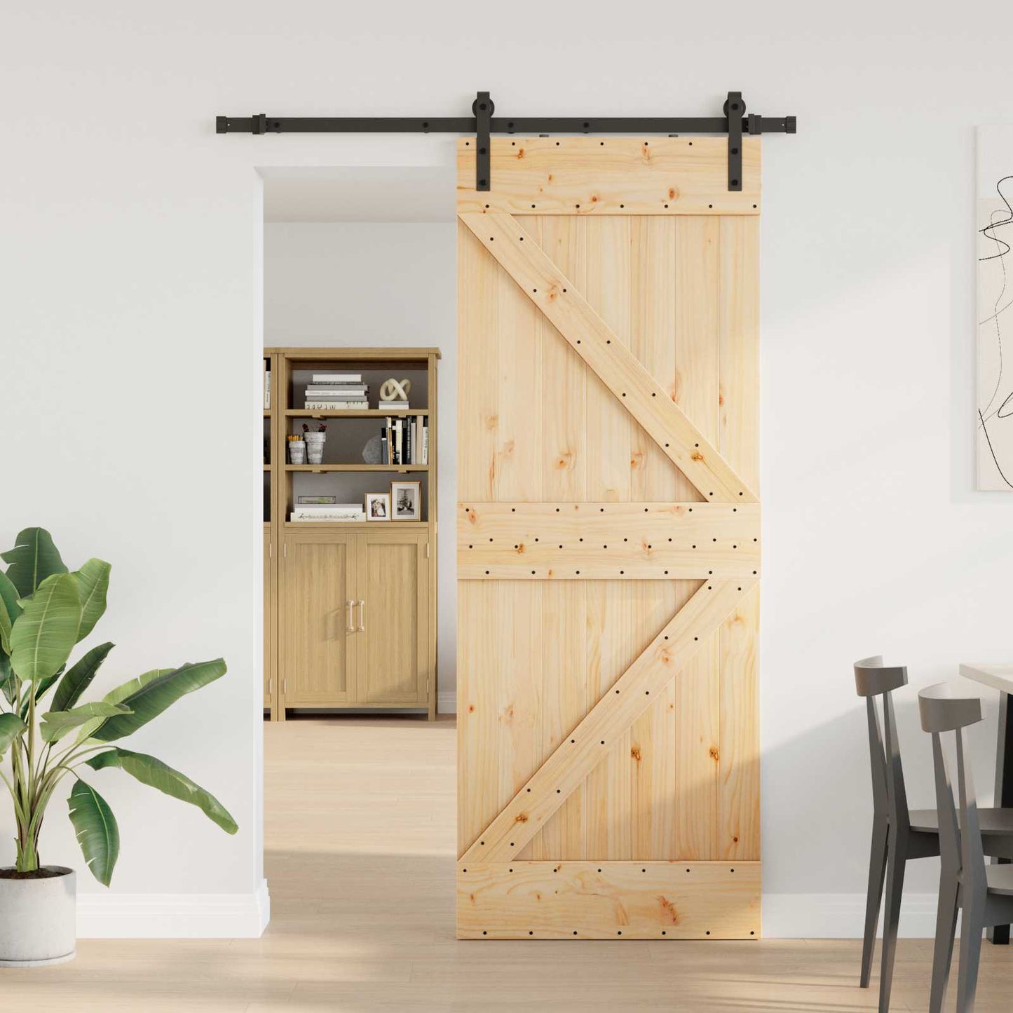 Skyvedør NARVIK Naturlig og svart 80 x 210 cm (152,5 cm)