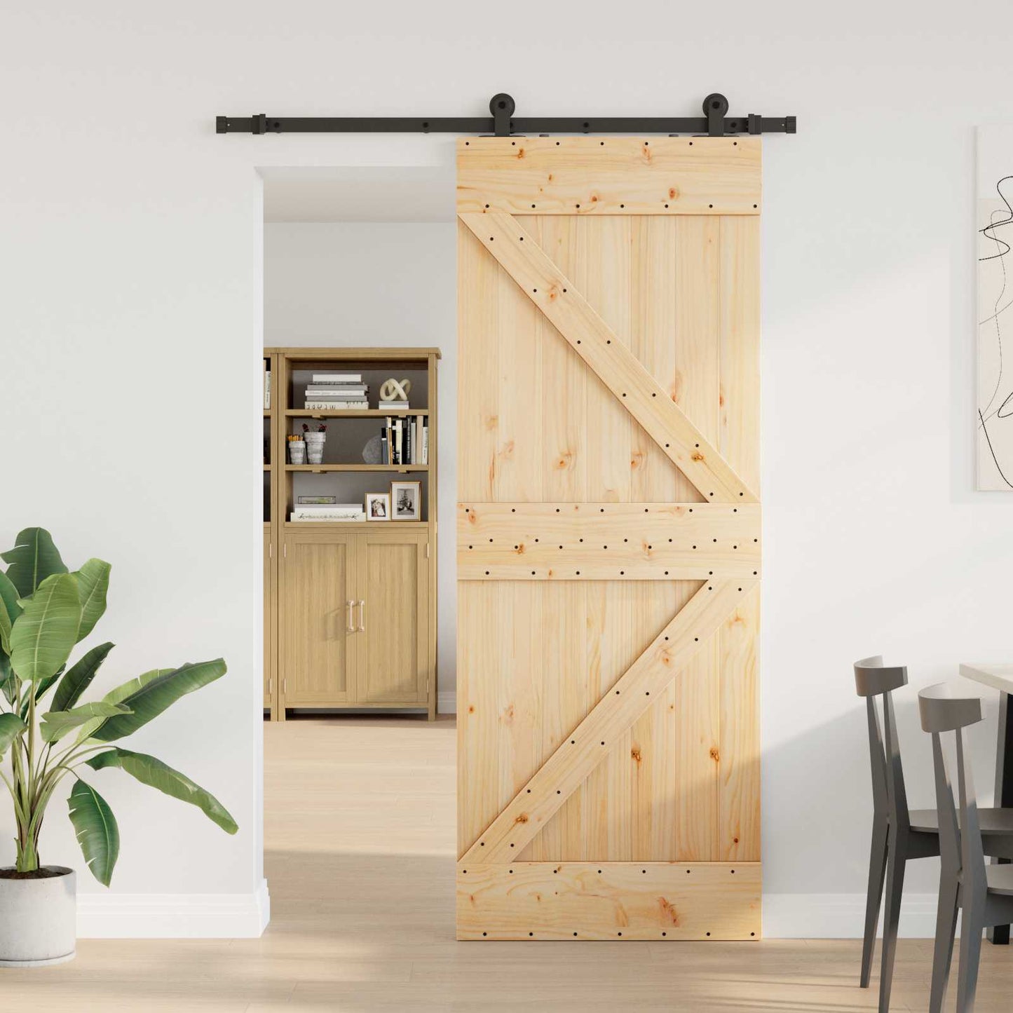 Skyvedør NARVIK 80 x 210 cm (152,5 cm) Naturlig og svart
