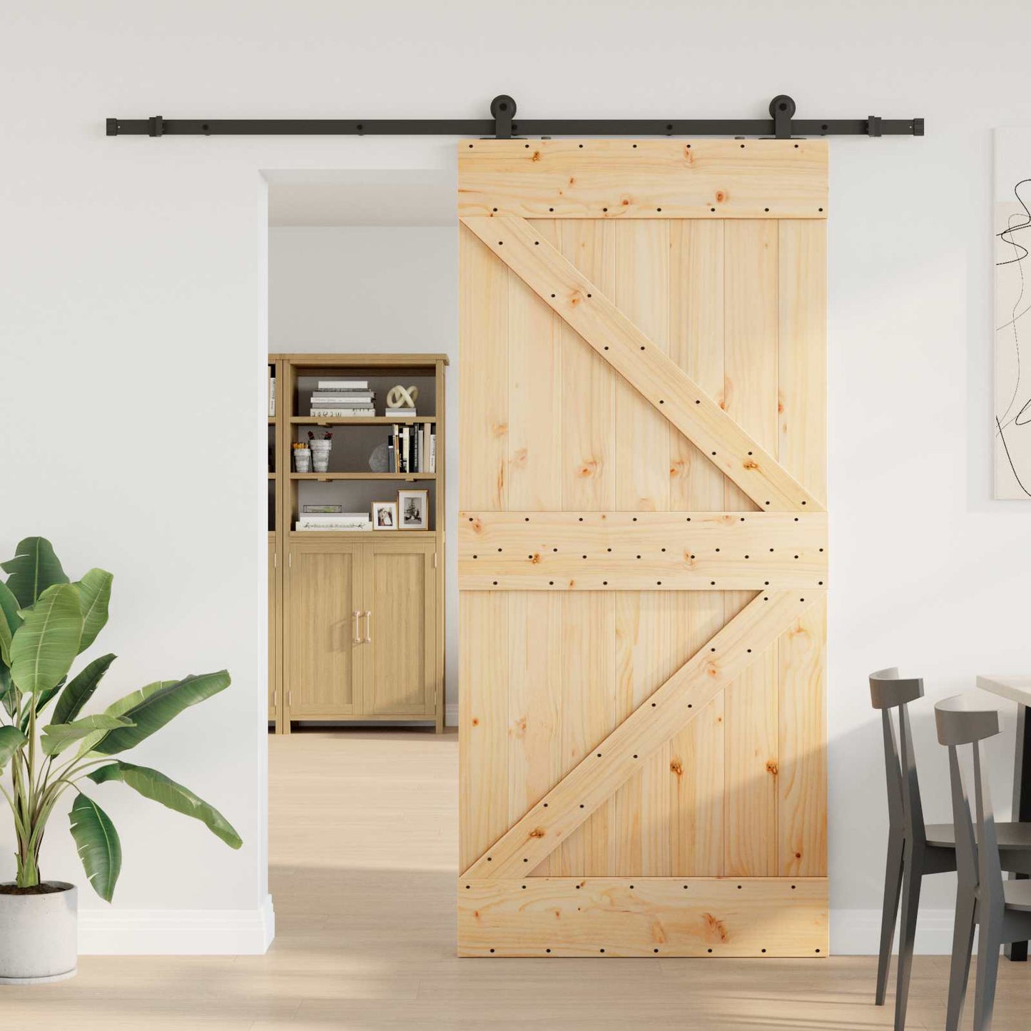 Skyvedør NARVIK Naturlig og svart 80 x 210 cm (213,5 cm)