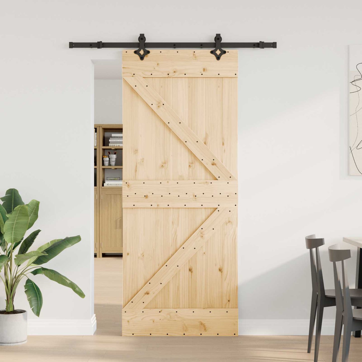 Skyvedør NARVIK Naturlig og svart 85 x 210 cm (152,5 cm)