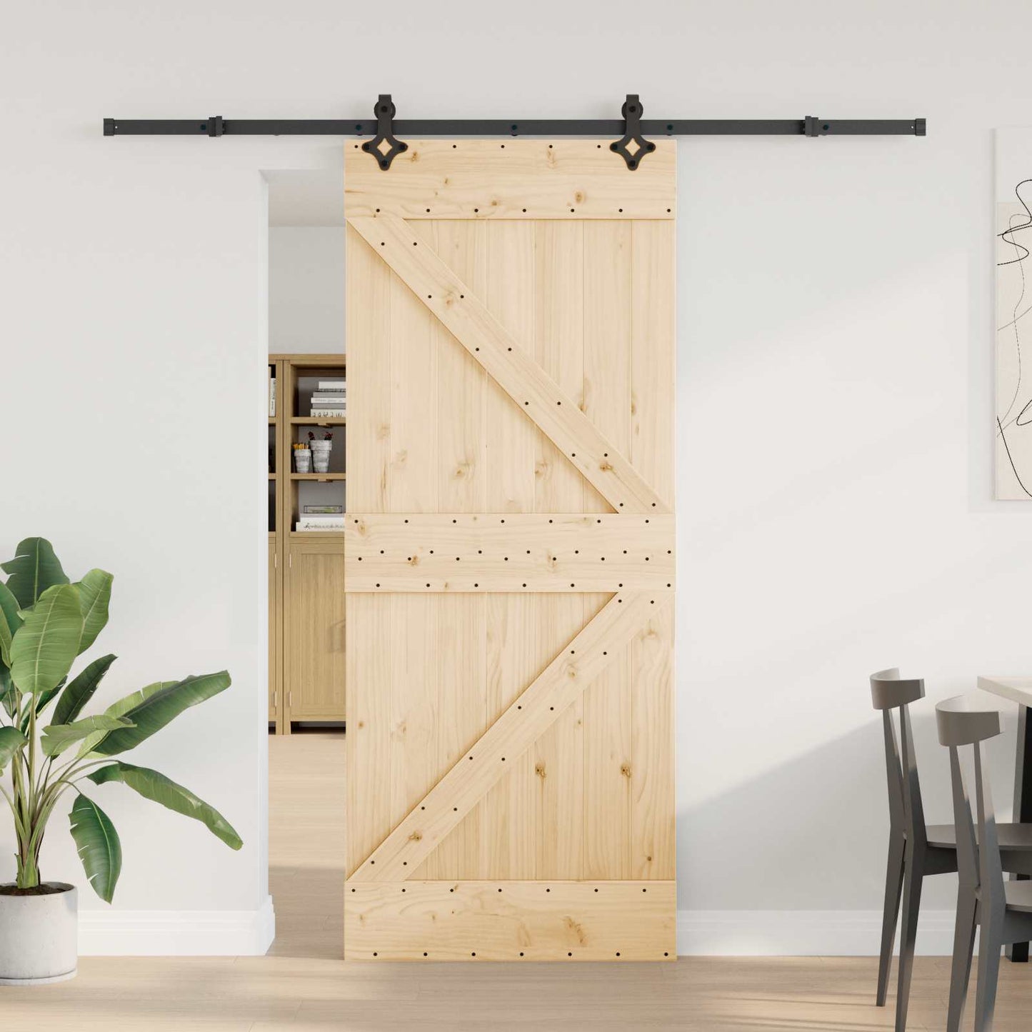 Skyvedør NARVIK Naturlig og svart 85 x 210 cm (213,5 cm)