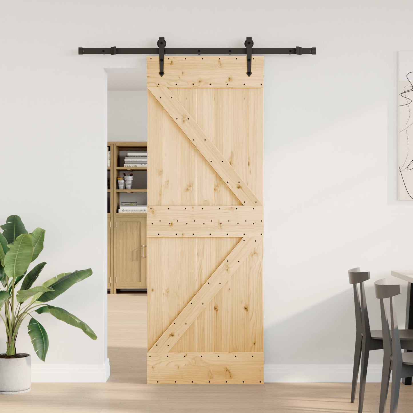 Skyvedør NARVIK Naturlig og svart 70 x 210 cm (152,5 cm)