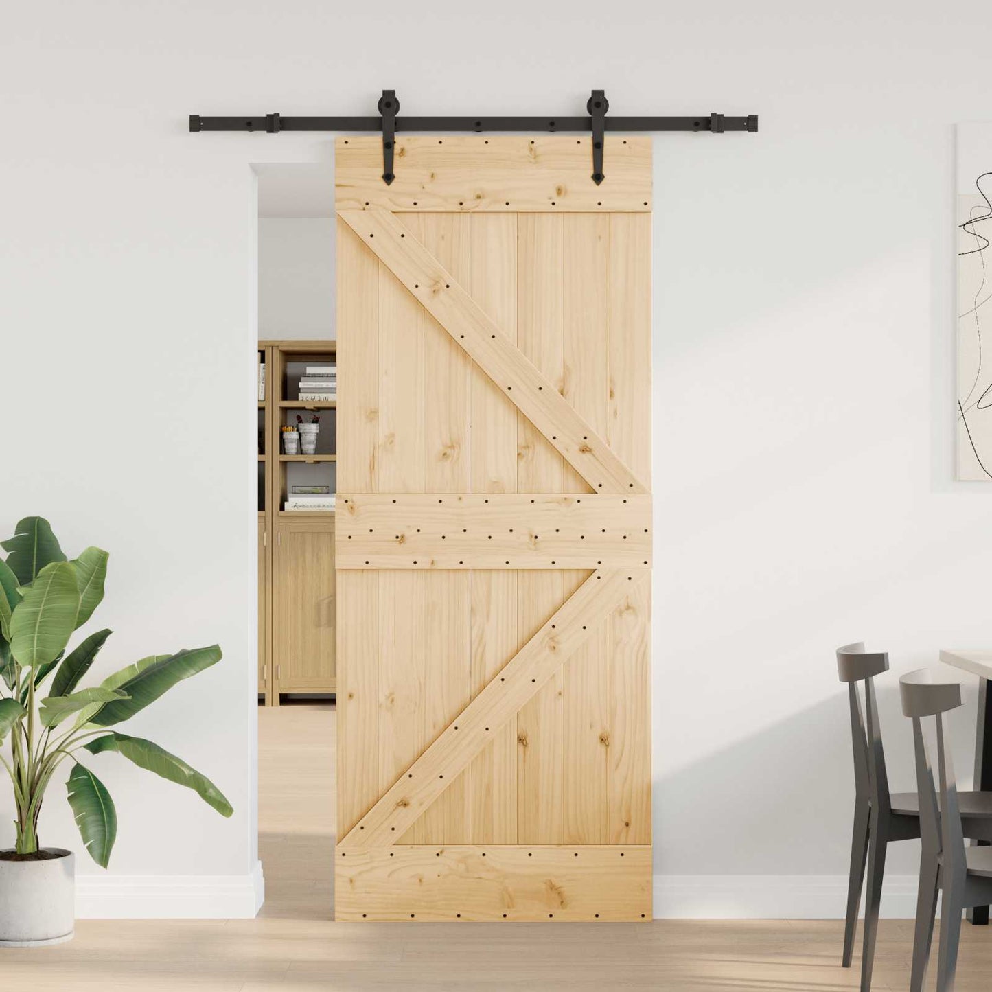 Skyvedør NARVIK Naturlig og svart 85 x 210 cm (152,5 cm)